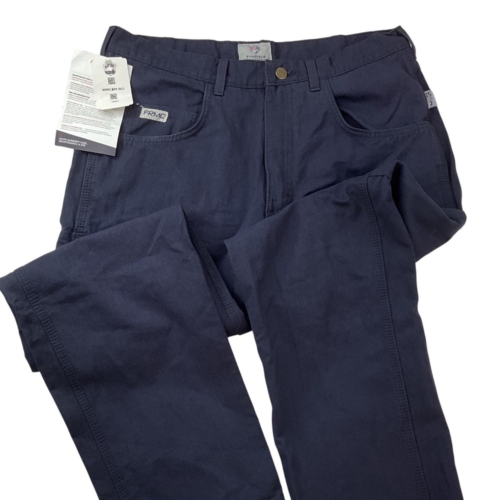 Tyndale FRMC Flame Resistant Cargo Work Pants Navy Blue M295T 35x32 USA men